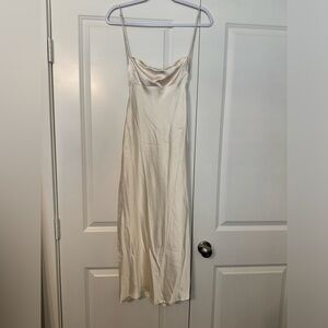 White satin backless dress